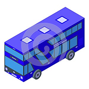 Blue London bus icon isometric vector. City england