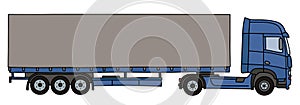Blue long cover semitrailer
