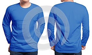 Blue Long Sleeved Shirt Design Template