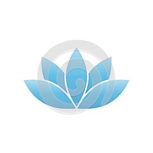 Blue lotus symbol. Spa and wellness theme design element. Vector illustration