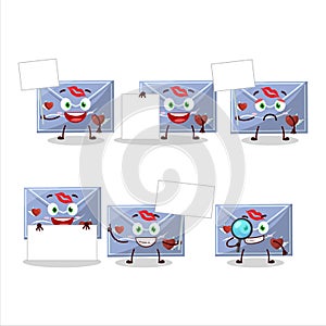 Blue love envelope cartoon character bring information board