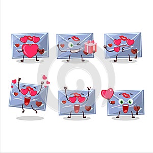 Blue love envelope cartoon character with love cute emoticon