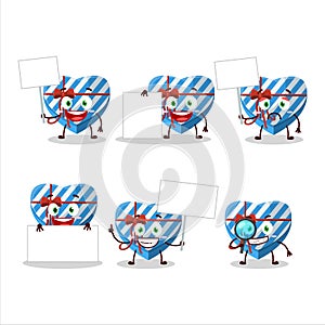 Blue love gift box cartoon character bring information board