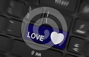 Blue love and heart button