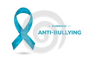Blue anti-bullying low lpoly awareness ribbon vector for web. photo