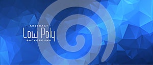 Blue low poly banner with triangle shapes background