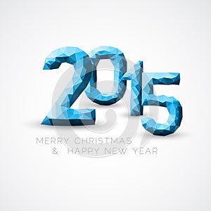 Blue Low poly Happy New Year 2015 vector card