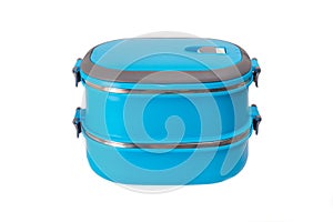 Blue lunch box isolated