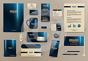 Blue luxury corporate identity template.