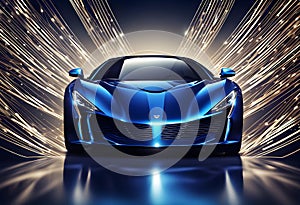 Blue Luxury Elegant Super Car Automobile Urban