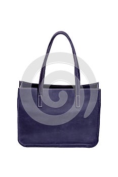 Blue luxury leather bag isolated on white background
