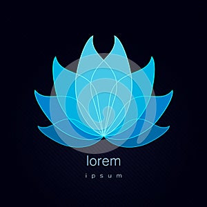 Blue luxury lotus logo template vector illustration