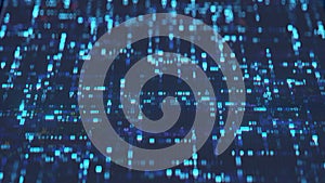 Blue machine hex-code on screen 3D render