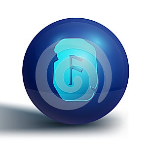 Blue Magic rune icon isolated on white background. Rune stone. Blue circle button. Vector