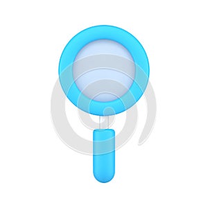 Blue magnifying glass 3d icon vector illustration