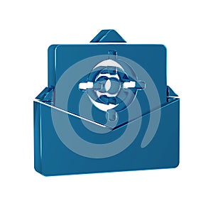 Blue Mail and e-mail icon isolated on transparent background. Envelope symbol e-mail. Email message sign.