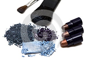 Blue make-up eyeshadows