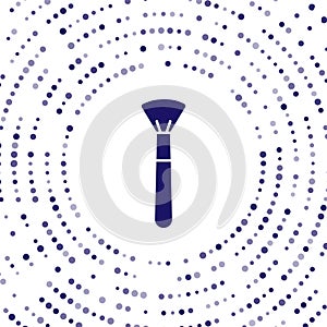 Blue Makeup brush icon isolated on white background. Abstract circle random dots. Vector