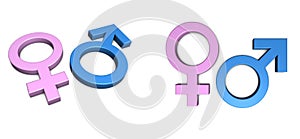 Blue Male/Pink Female Symbol on White