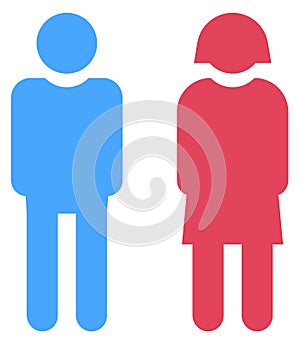 Blue male and red female figures. Gender symbol