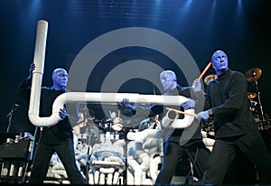 Blue Man Group performs