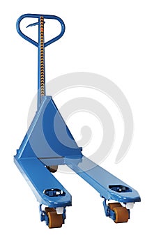 Blue manual hand hydraulic fork pallet truck