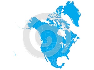 Blue map of North America