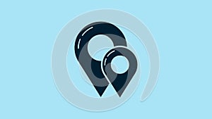 Blue Map pin icon isolated on blue background. Navigation, pointer, location, map, gps, direction, place concept. 4K