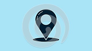 Blue Map pin icon isolated on blue background. Navigation, pointer, location, map, gps, direction, place concept. 4K