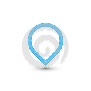 Blue map pointer with dropped shadow on white background. EPS10 vector illustration