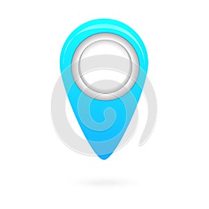 Blue map pointer icon, GPS location symbol, navigations sign.