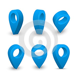 Blue map pointer, navigation and location design element