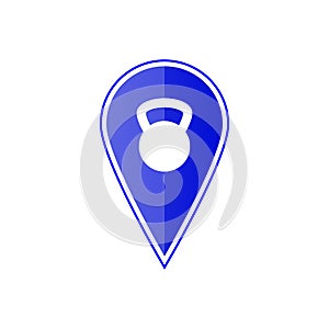 Blue map pointer with weight. Vector illustration