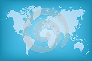 Blue map world. Worldmap global. Worldwide globe. Continents on cyan background. Silhouette map world. Backdrop for design travel.