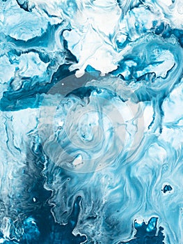 Blue marble abstract hand painted background.