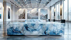 Blue Marble Bench in an Art Gallery photo