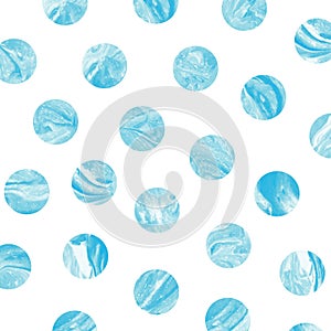 Blue marble polka dot watercolor pattern.