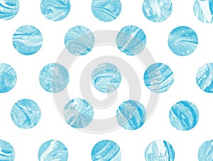 Blue marble polka dot watercolor pattern.