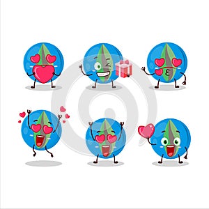 Blue marbles cartoon character with love cute emoticon