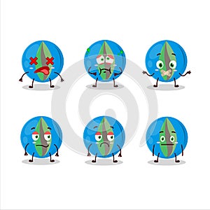 Blue marbles cartoon character with nope expression