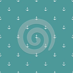 Blue marine seamless pattern background with anchor
