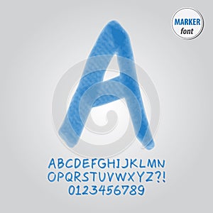Blue Marker Alphabet and Digit Vector