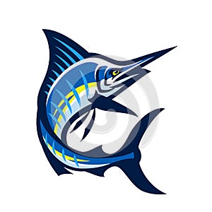 Blue Marlin Fish Mascot Cartoon