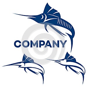 Blue marlin logo. Vector illustration.