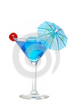 Blue martini with a cherry