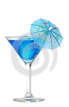 Blue martini with an umbrella
