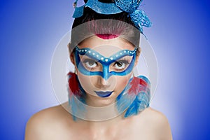 Blue mask woman