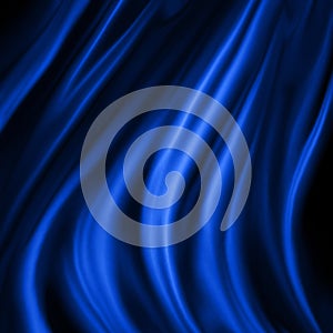 Blue material draped in wavy folds, elegant luxury blue background design with black shadows