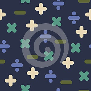 Blue Mathematical Operations Seamless Pattern