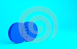 Blue Mathematics sets A and B icon isolated on blue background. Symmetric difference. Minimalism concept. 3d